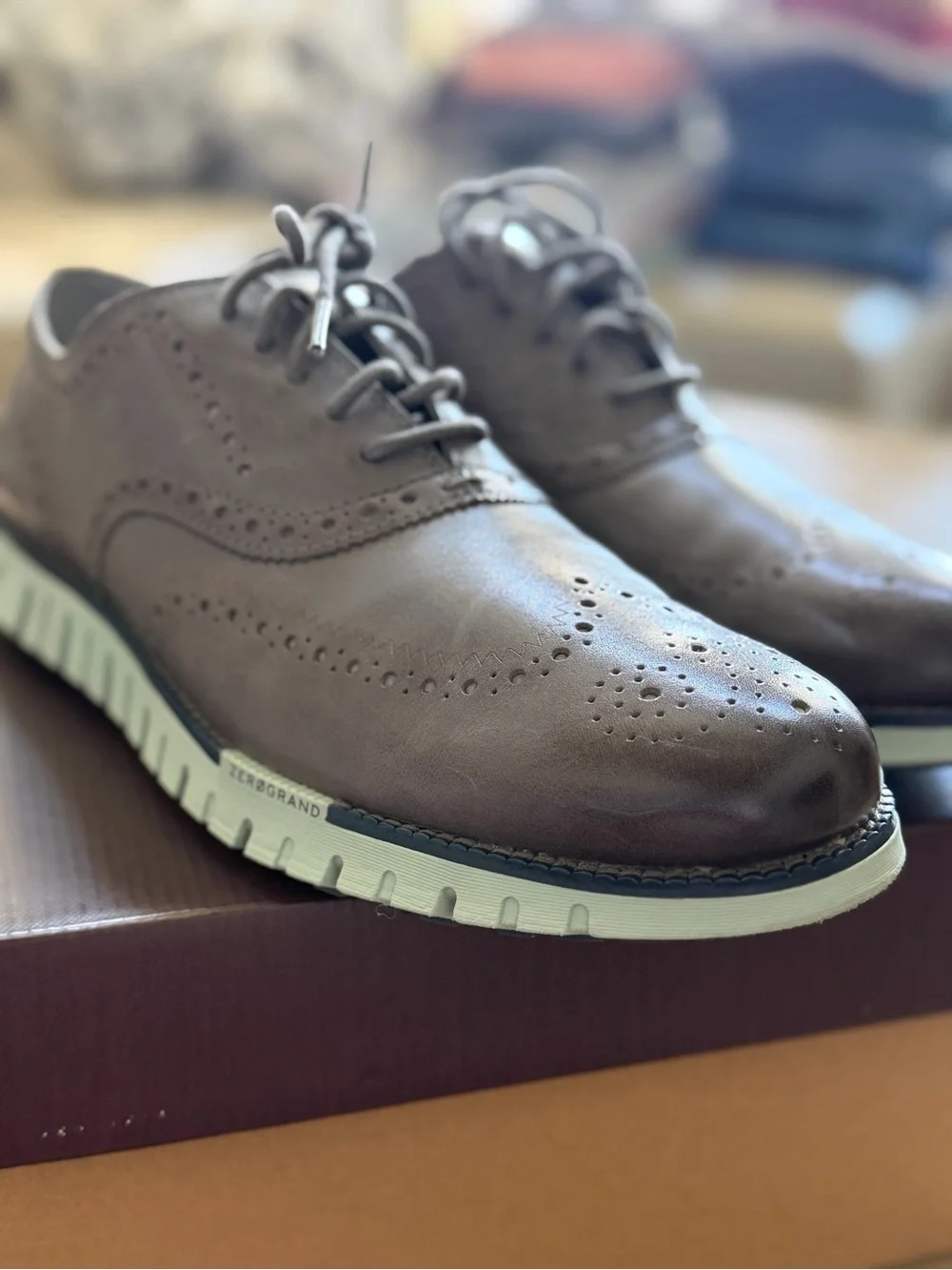 Cole Haan Brown Wingtip Oxfords with White Sole